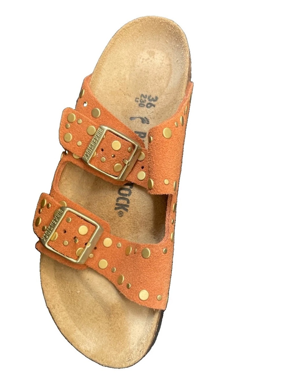 Birkenstock Arizona Rivets Stud Slide Sandal Brown Leather Size 5 US Anthro NEW - Picture 7 of 7